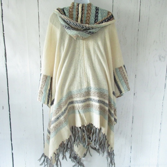 easel Sweaters Easel Cardigan Sweater Fringe Kimono Poncho Boho